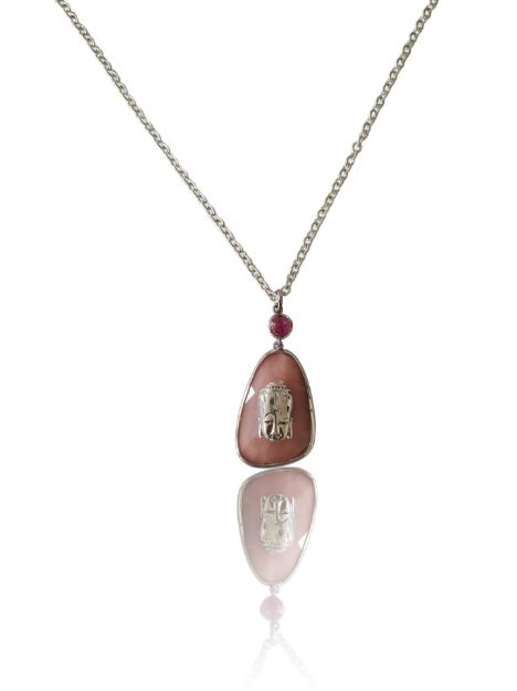 Buddha Pembe opal Kolye resmi