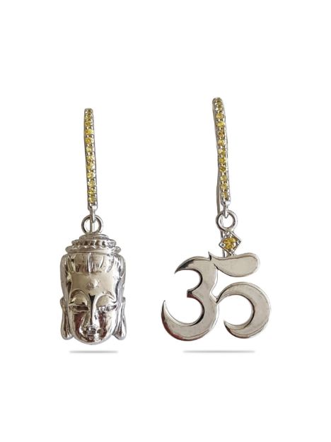 Buda ve om sarı safir küpe resmi